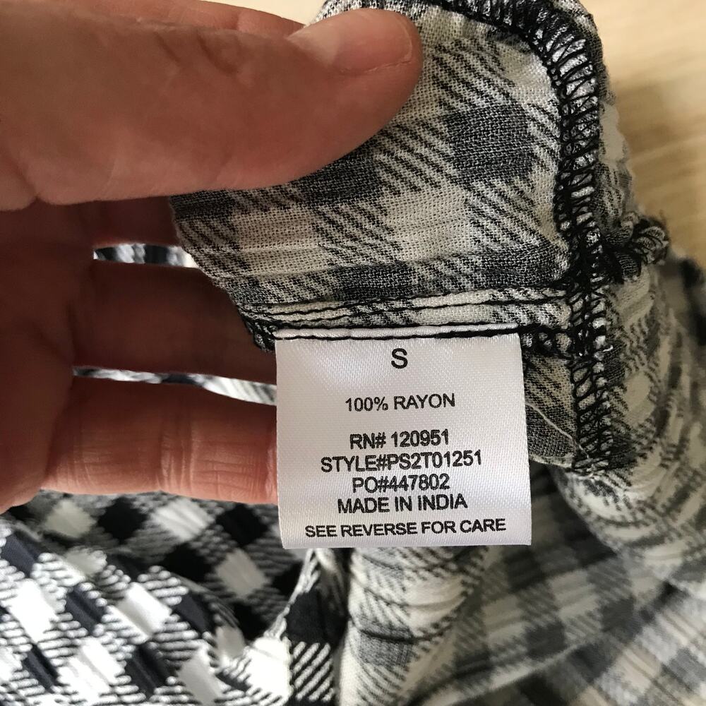 Pink Rose Skirt Womens Small Black White Ruffle Check Gingham Plaid‎ Tiered Twee - Picture 8 of 8